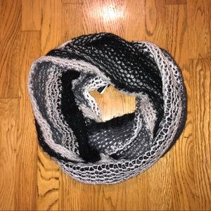 Silver Black Gray Knit Infinity Warm Winter Scarf